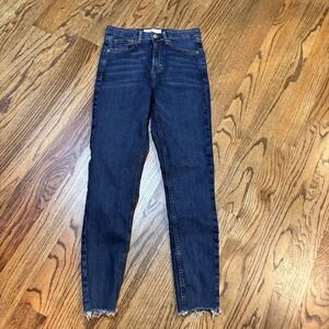 Topshop Jamie Skinny Jeans Womens W28 L32 Dark Wash Raw Hem High Rise